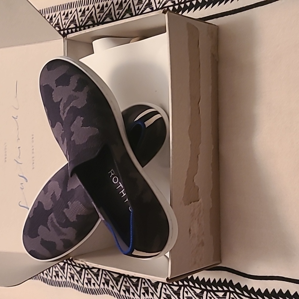 Rothys grey camo slip-on sneakers